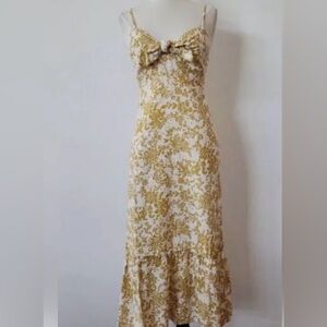 Monteau Gold Strapless Floral Dress